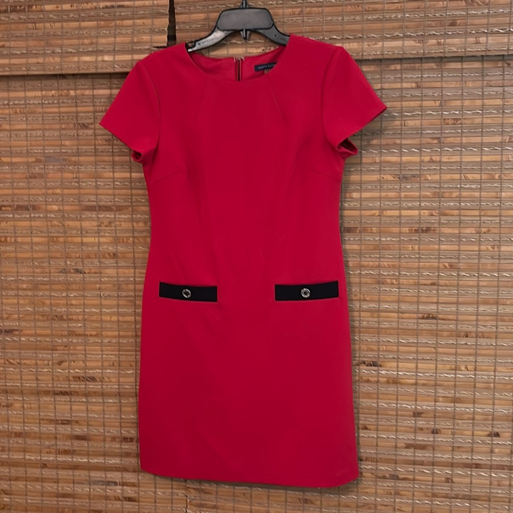Tommy Hilfiger red dress with black buttons gold buttons size 6